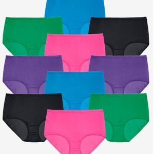 Comfort Choice Womens 9 Pack Brights Cotton Full-Cut Brief Plus Size 14 7x 40 42